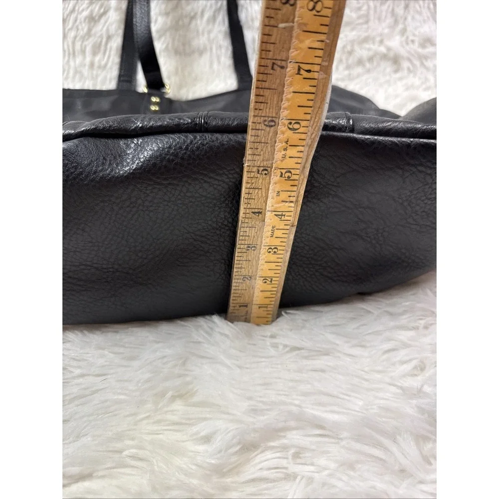 Juicy Couture Style‎ Black Faux Leather Tote Large Gold Zipper Shoulder Bag